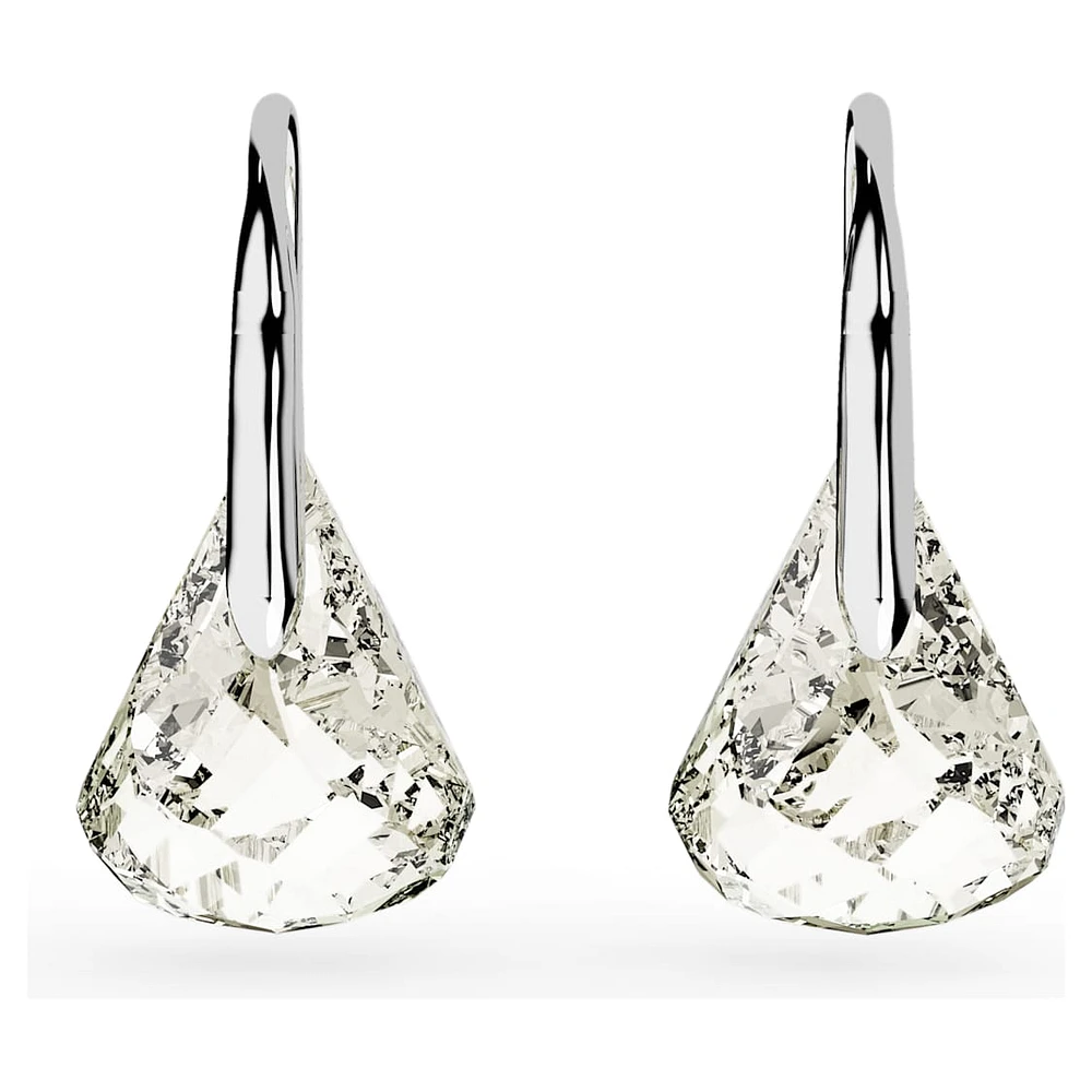 Swarovski Lunar drop earrings, Grey, Rhodium plated by