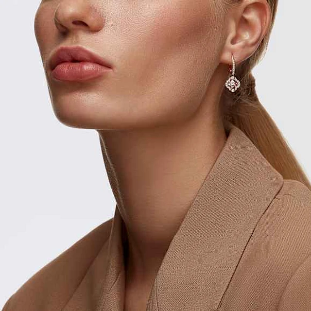 ピアス SWAROVSKI Una rose gold drop earrings 5638769 Swarovski Constella drop earrings, Round cut, Pavé, White
