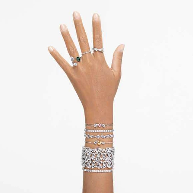 Swarovski Infinity ring, Round cut, White, Rhodium plated by