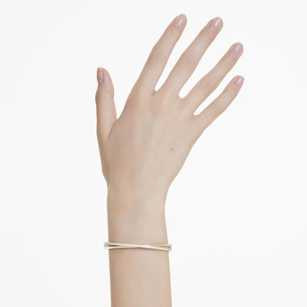 Swarovski Hyperbola bangle, Round cut, White, Mixed metal