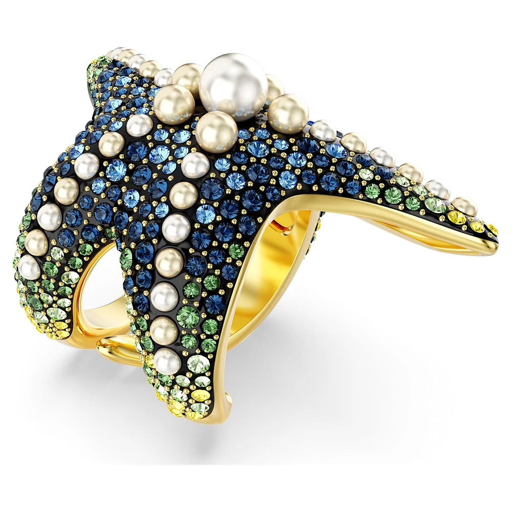 Swarovski Idyllia cocktail ring, Crystal pearls, Starfish