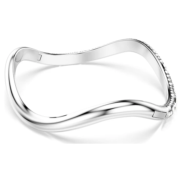 Swarovski Twisty bangle, Triangle cut, White, Rhodium plated