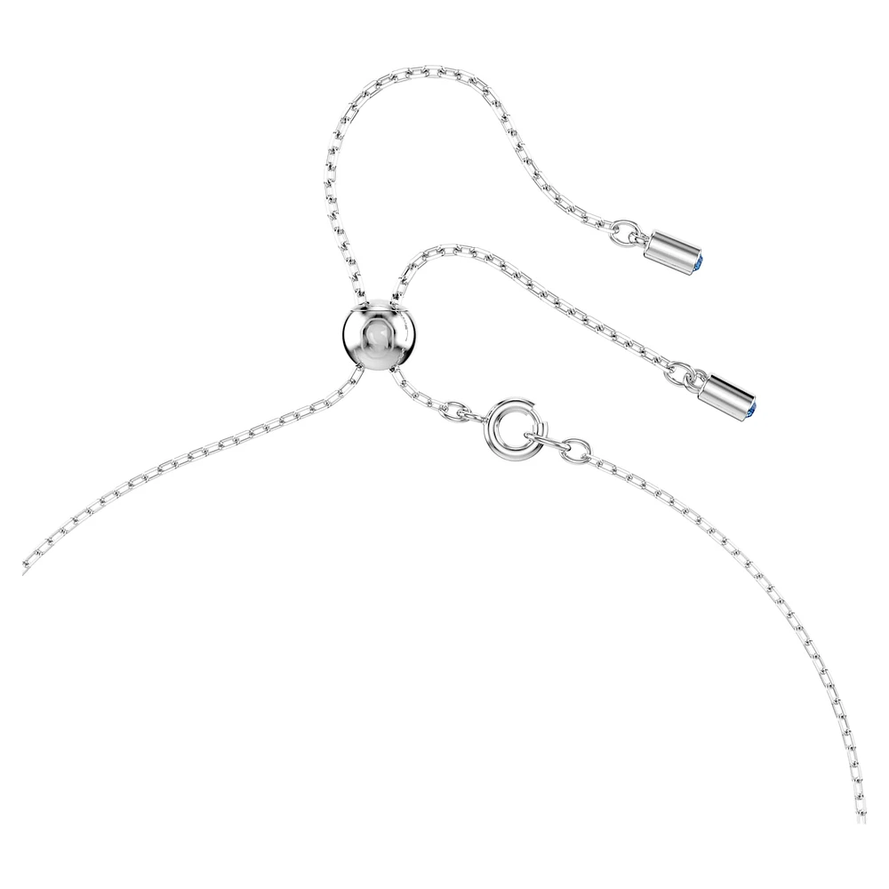 Swarovski Attract Y necklace, Round cut, Blue, Rhodium
