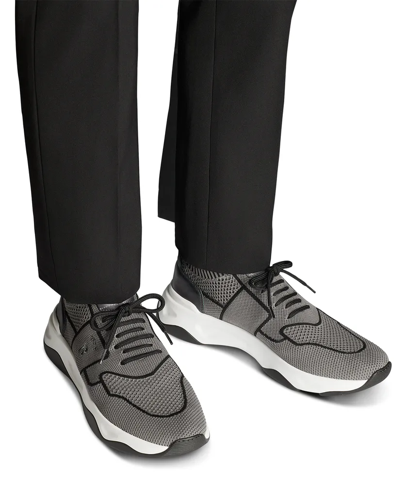 Berluti Shadow Knit And Leather Sneaker | Square One