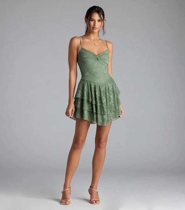 Windsor Adorable Muse Ruffled Lace Skater Dress at Hamilton