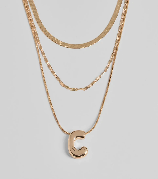 Windsor C Initial Layered Bubble Necklace at Hamilton Place