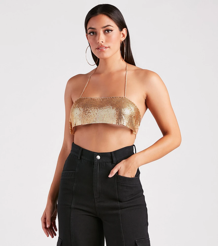 Windsor Gorgeous Glimmer Halter Chainmail Bra Top at