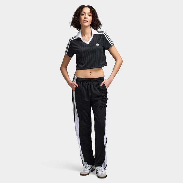 ★ adidas★ Football Jacquard V-Neck Crop Polo Shirt Black Adidas - Football Jacquard V-Neck Crop Polo Shirt in Black
