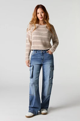 【KOOLOSET】Sean Snap Cargo Wide Denim Cotton On Wide-Leg Cargo Jeans | Square One