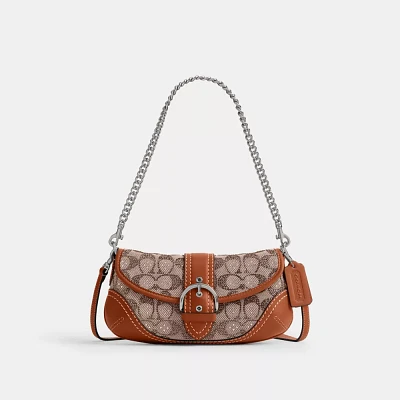 美品Coach Mini Signature Soho Shoulder Bag COACH SOHO MINI SIGNATURE MONOGRAM LOGO BLACK TOP HANDLE