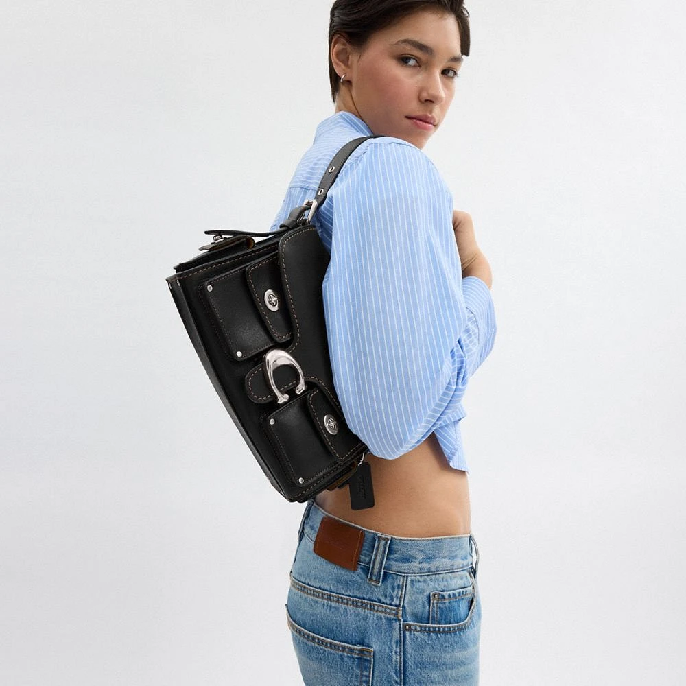 コーチバッグ Cargo Soft Tabbyレザー ハンドバッグ CT721 COACH Cargo Soft Tabby Shoulder Bag Motorcycle Style Black