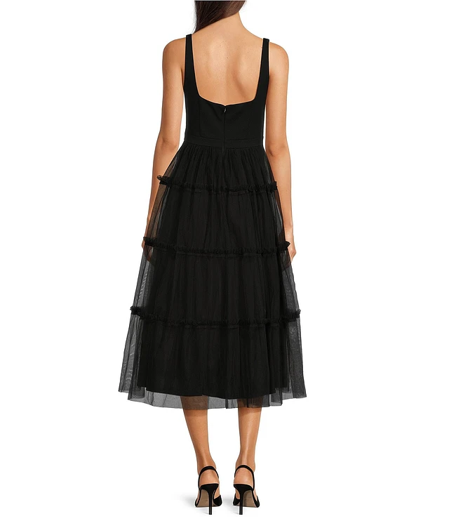 Adrianna by Adrianna Papell Knit Mesh Square Neck Sleeveless
