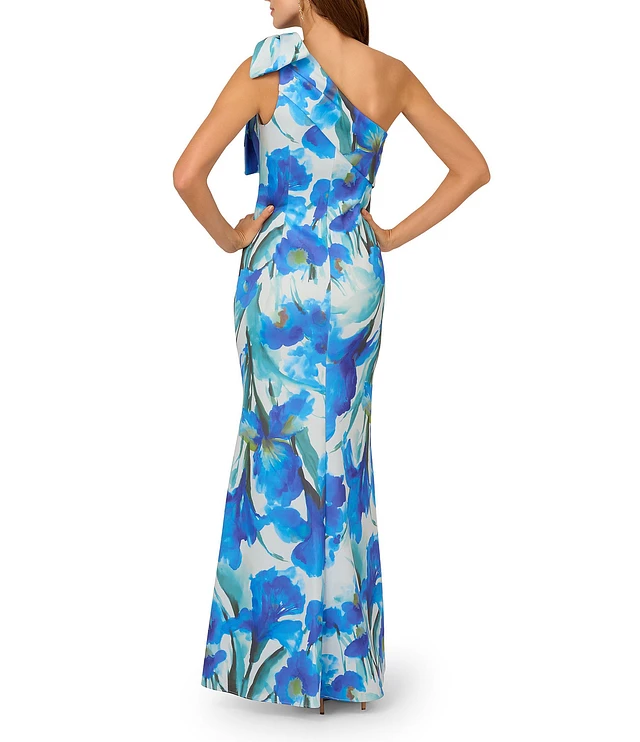 Adrianna Papell Crepe Asymmetrical One Shoulder Neck