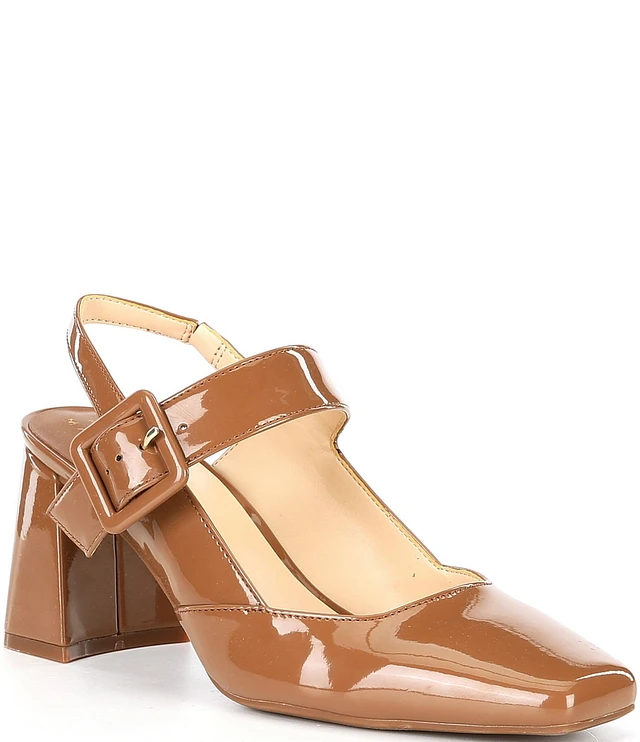 Alex Marie Leighten Patent Square Toe Slingback Pumps at Hamilton