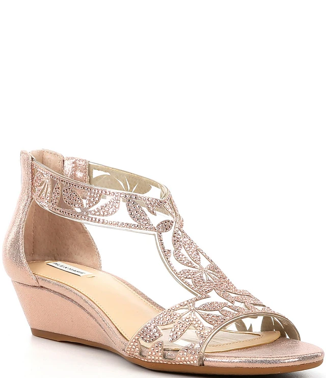 Alex Marie Maxine Rhinestone Shimmer Wedge Dress Sandals