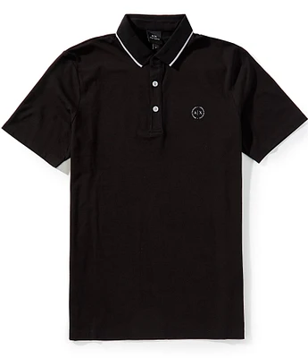 Armani Exchange Slim Fit Zipper Logo Short Sleeve Polo Shirt