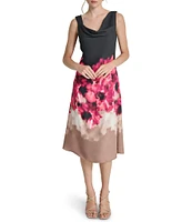 【Donna Karan New York】Floral Cotton Midi A-Line Dress Donna Karan New York Women's Floral Cotton Midi A-Line Dress