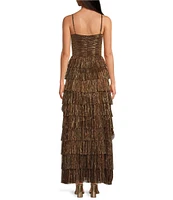 Gianni Bini Grace Metallic Plisse Sweetheart Neck Cut-Out