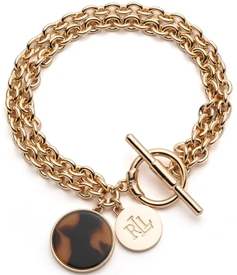 Lauren Ralph Lauren Gold Tone Tortoise Logo Pendant Necklace