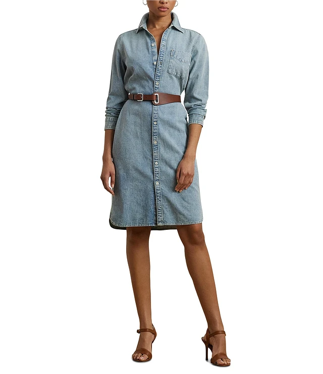 美品★ I LINE DENIM SHIRT DRESS I LINE DENIM SHIRT DRESS