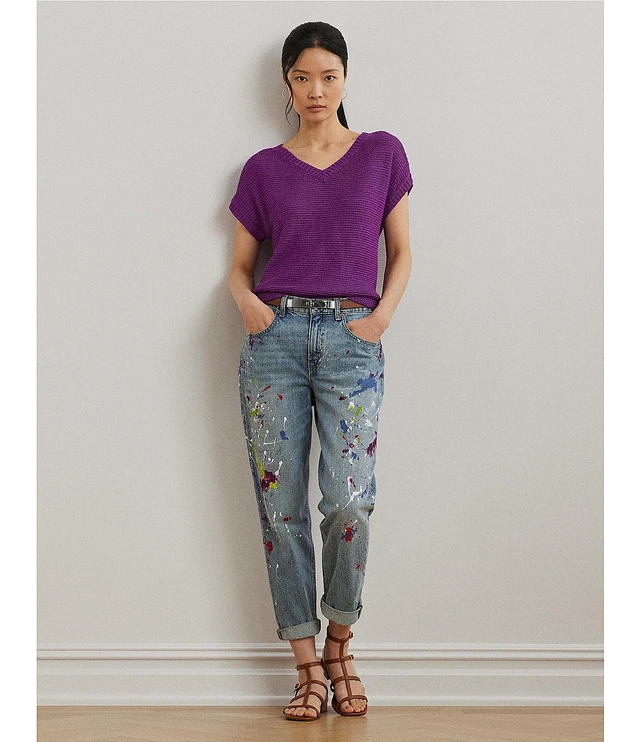 ラルフ・ローレン Lauren Ralph Lauren Print Cotton-blend Short-sleeve Sweater レディース Print Cotton-Blend Short-Sleeve Sweater