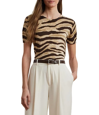 Lauren Ralph Lauren Linen Blend V-Neck Short Sleeve Sweater