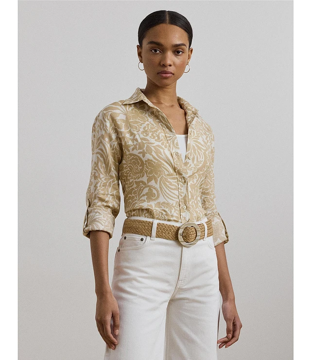 (取寄) ローレン ラルフローレン レディース ピティート ロング スリーブ ボタン フロント シャツ Lauren Ralph Lauren women Petite Kotta Long Sleeve Button Lauren Ralph Lauren Long Roll-Tab Sleeve Button Front Cotton