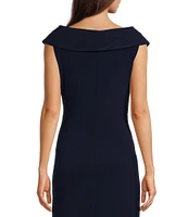Lauren Ralph Lauren Portrait Collar Cap Sleeve Crepe Sheath