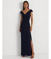 Lauren Ralph Lauren Portrait Collar Cap Sleeve Crepe Sheath