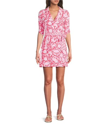 Lilly Pulitzer Meredith Cane Coral Crab Print V-Neck Short