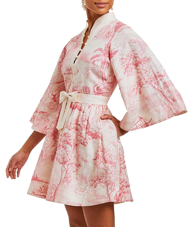Mestiza New York Carmen Toile Print Button Up Mandarin
