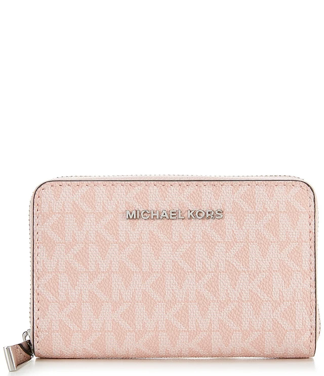 Michael Kors Signature Logo Jet Set Small Silver Tone Zip
