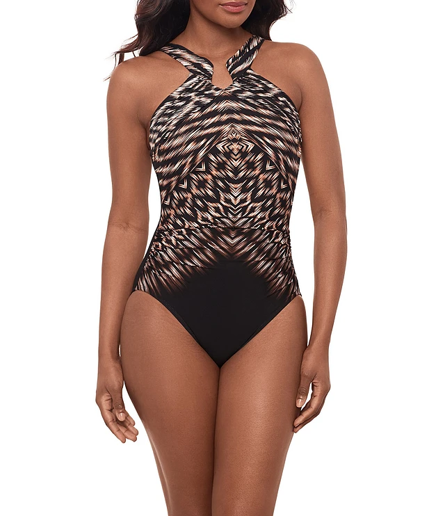 【INCHANT ME】High-Neck Layered One piece Women's Chlorine Resistant High Neck Multi Way One Piece