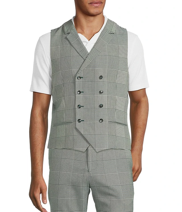Murano Shape of Water Collection Double Breasted Glen Plaid Suit