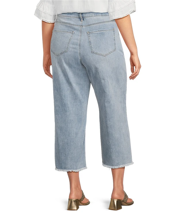 NYDJ Teresa Stretch Denim Wide Leg Frayed Hem Jeans at