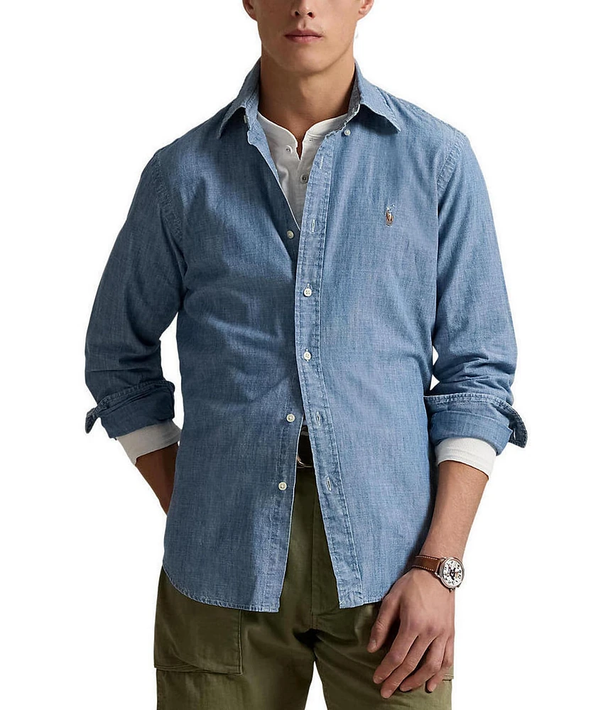 Polo Ralph Lauren Classic-Fit Button-Front Solid Chambray