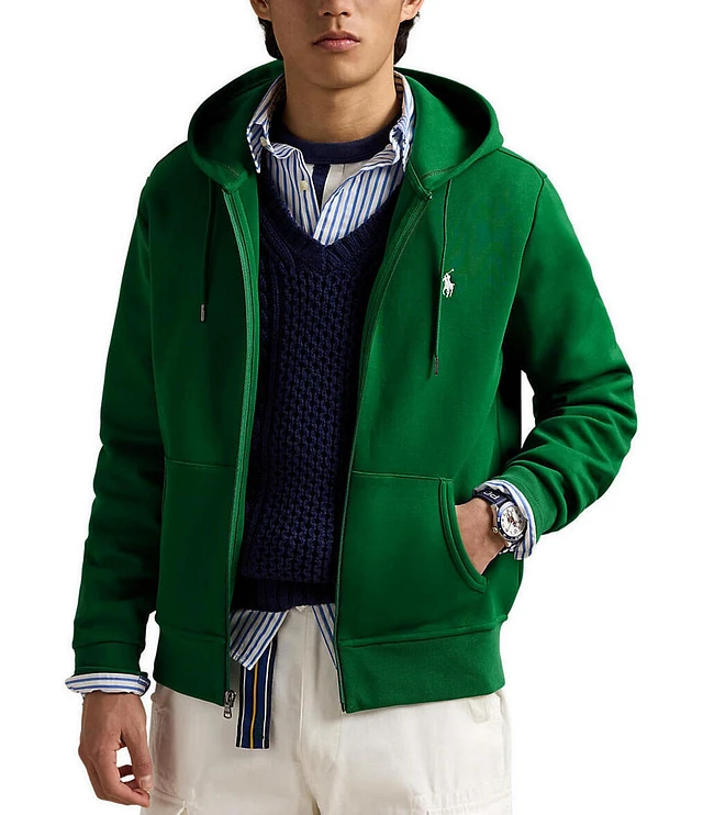 Polo Ralph Lauren Logo Color-Blocked Double-Knit Hoodie at