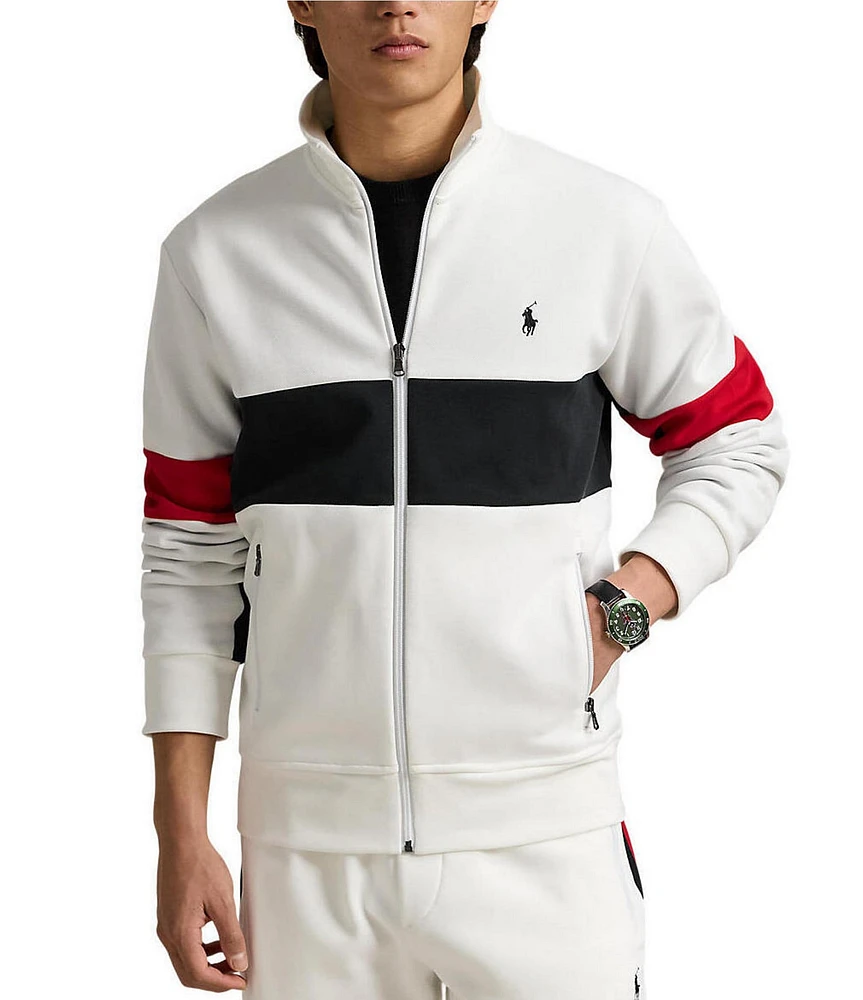 Polo Ralph Lauren Striped Double-Knit Racing Track Jacket at