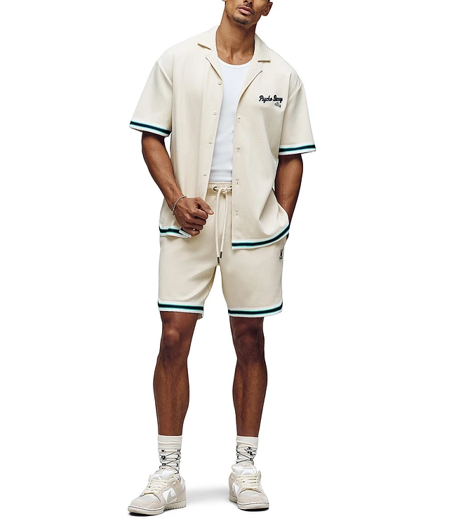 Psycho Bunny Basil Taped Short Sleeve Woven Camp Shirt at