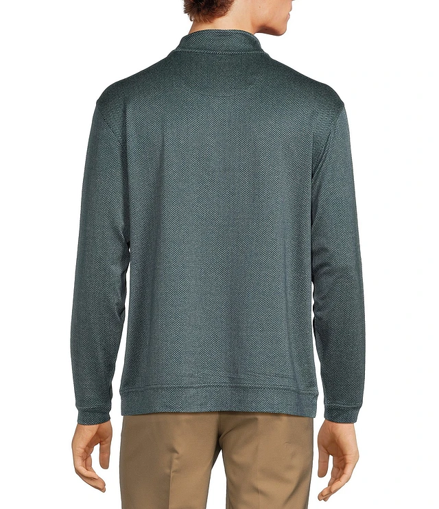 トップス TUCKED JACQUARD BORDER PULLOVER Toipkt Men's Jacquard Pullover Sweatshirt Hooded Solid Color