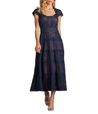 SALE!即発★TADASHI SHOJI★Cap-Sleeve Sequin ドレス Tadashi Shoji Taffeta Sequin Print V-Neck Cap Sleeve Gown