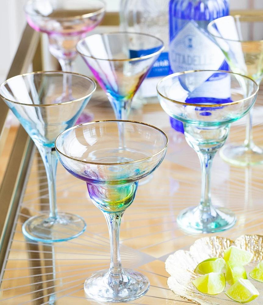 Vitri R 77 VIETRI Viva by VIETRI Rainbow Multi Gold Rimmed Martini Glass at ...