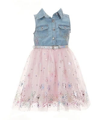 Zunie Little Girls 4-6X Sleeveless Daisy-Crocheted Bodice