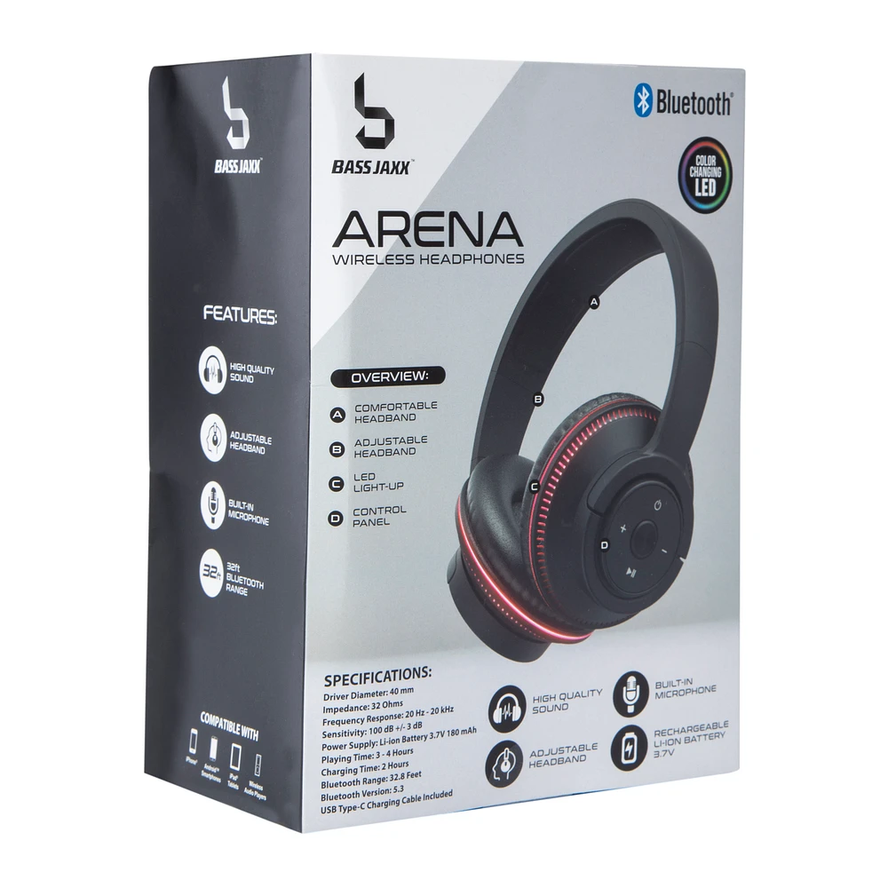 Five Below Arena Wireless Headphones with Color-Changing LED