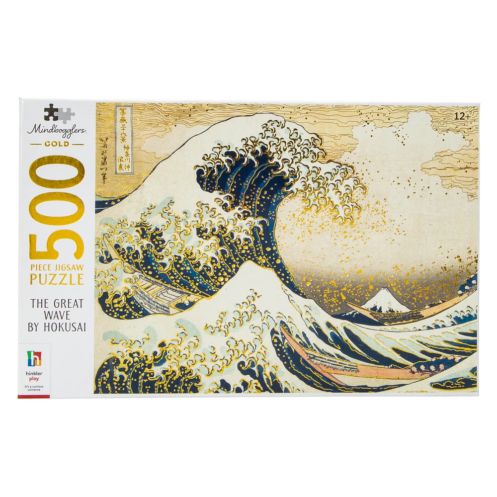 希少　GOLDEN GOTHIC FOIL JIGSAW PUZZLE　パズル Five Below Mindbogglers™ Gold: Hokusai Art Puzzle 500-Piece