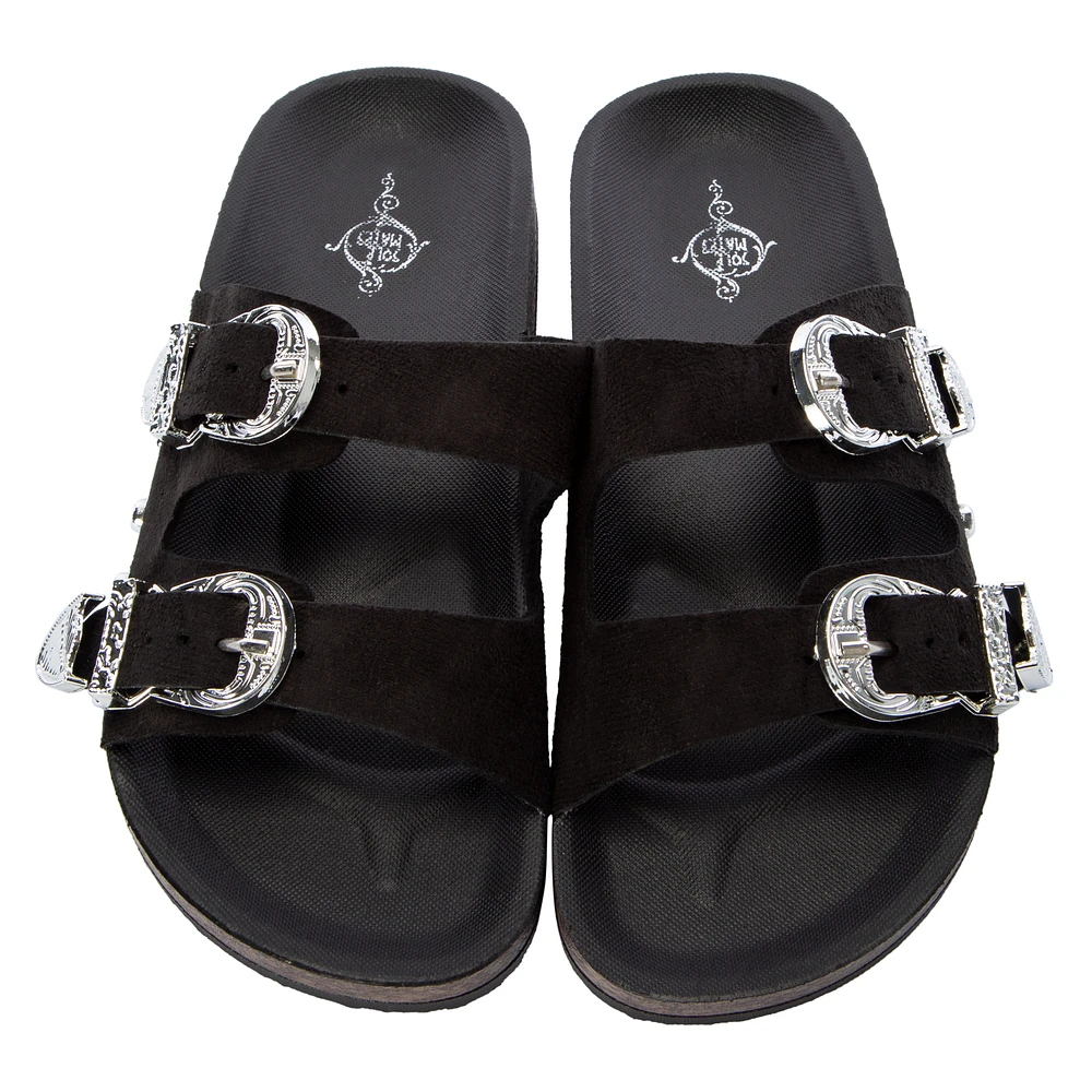 Five Below Ladies Western Double-Buckle Slide Sandals at