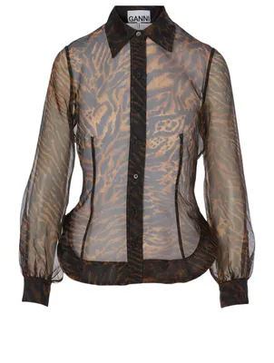 GANNI Organza Shirt ブラウン GANNI | Fringed Organza Shirt | Women | Lane Crawford