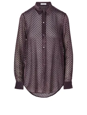 ★★ ★★ Jacquard silk blend blouse T22E9WSH09 Jacquard silk chiffon blouse Woman, White | TWINSET Milano