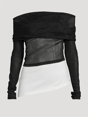 [OPEN YY] / ☆ 25SS RIBBED SIDE SLIT TOP / BLACK McQueen - Black & Silver Zip Slash Black Ribbed Knit Top