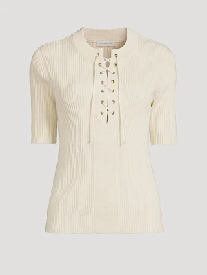 H&M Hole-Knit Lace-Up Top | Square One